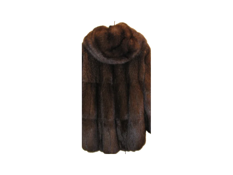 Braune Bargusin-Zobeljacket mit Schalkragen