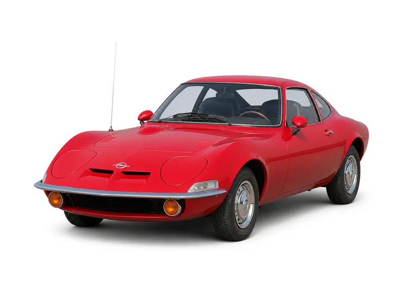 Roter klassischer Opel GT auf weißem Hintergrund